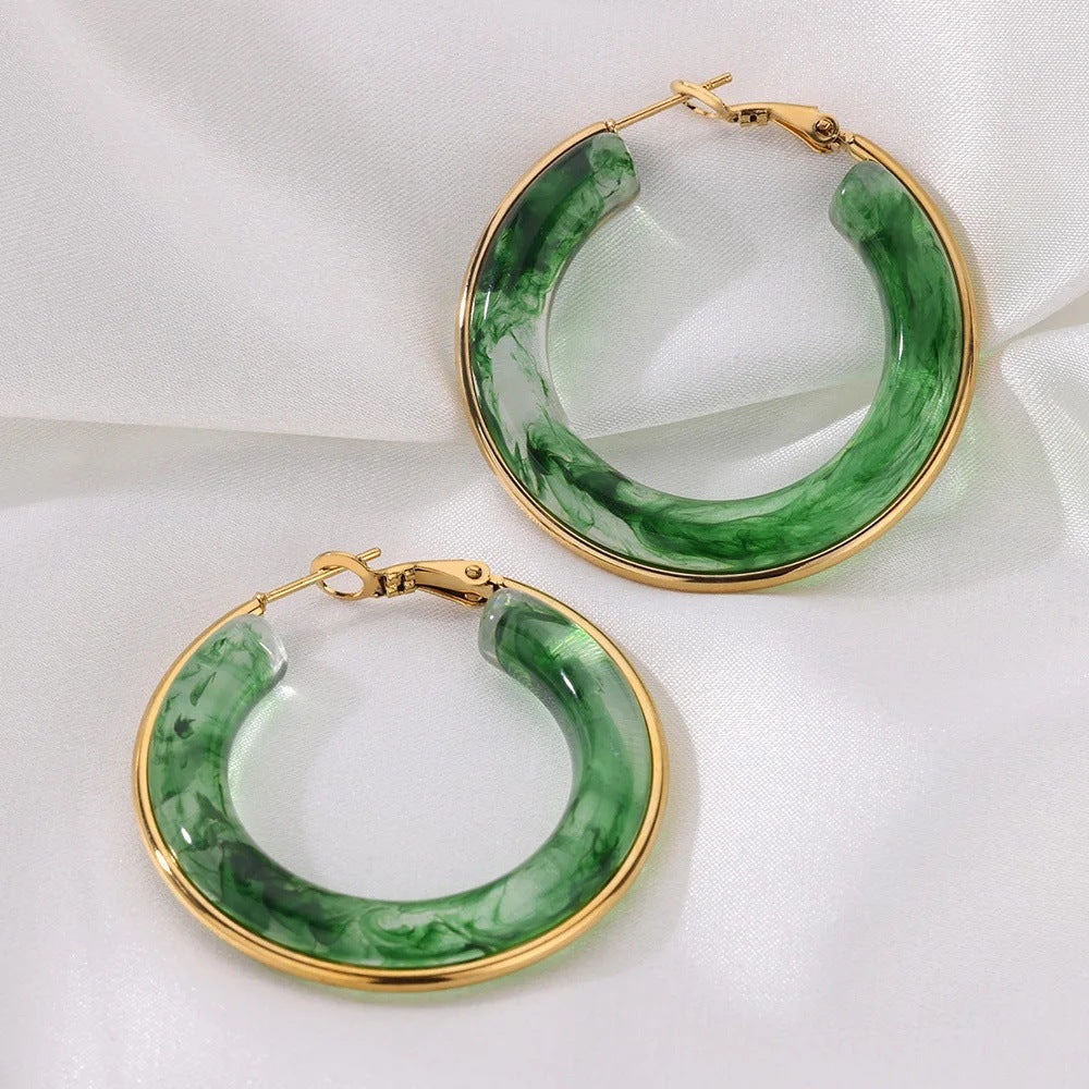 Emerald Swirl Hoops - Picture 5 of 7
